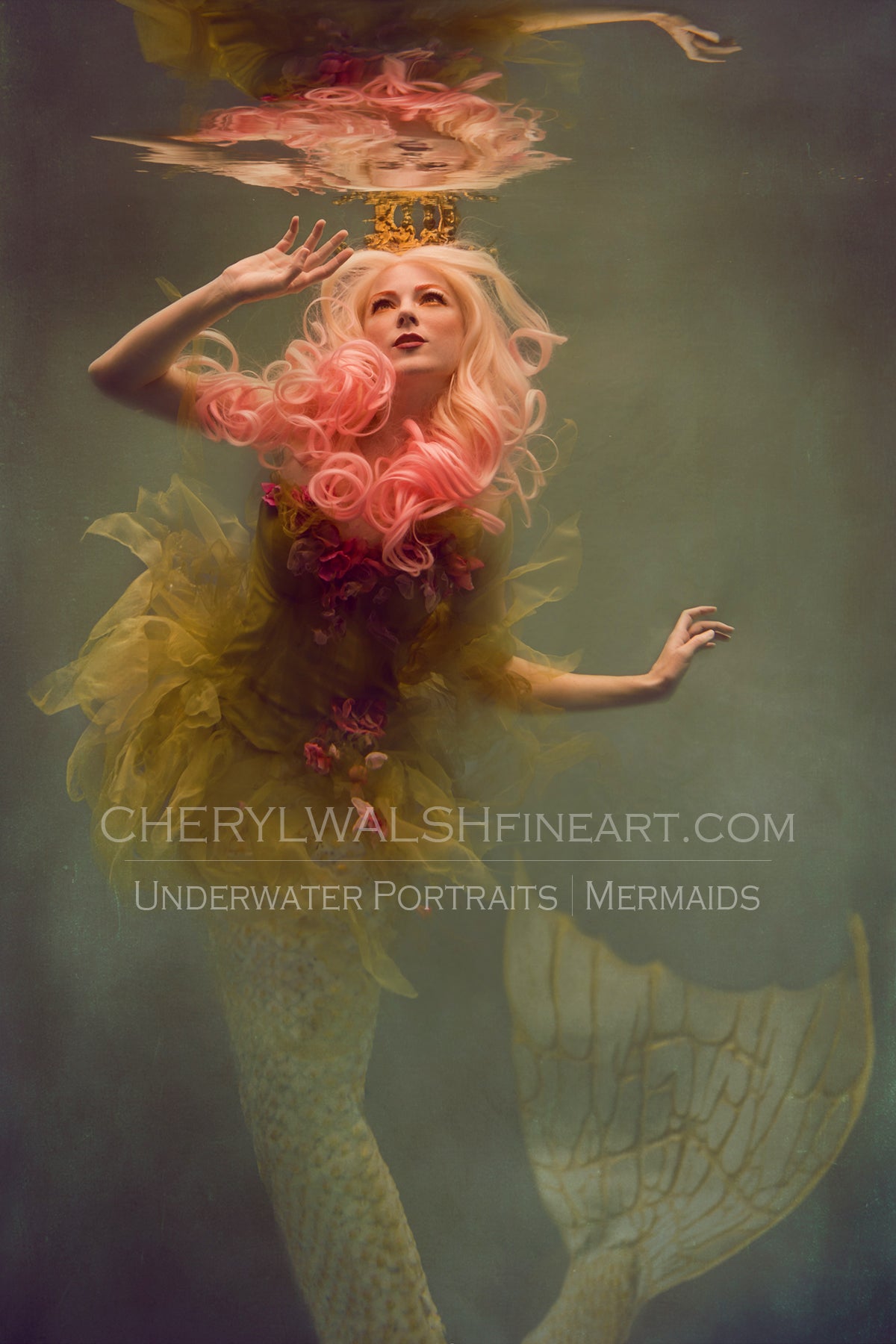 Pretty Mermaid, pink hair, green tail
