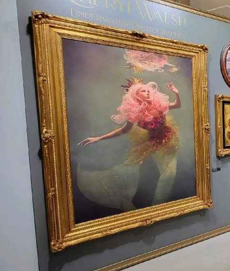 40x60 Unframed Rosewater Mermaid 02 in large gold frame