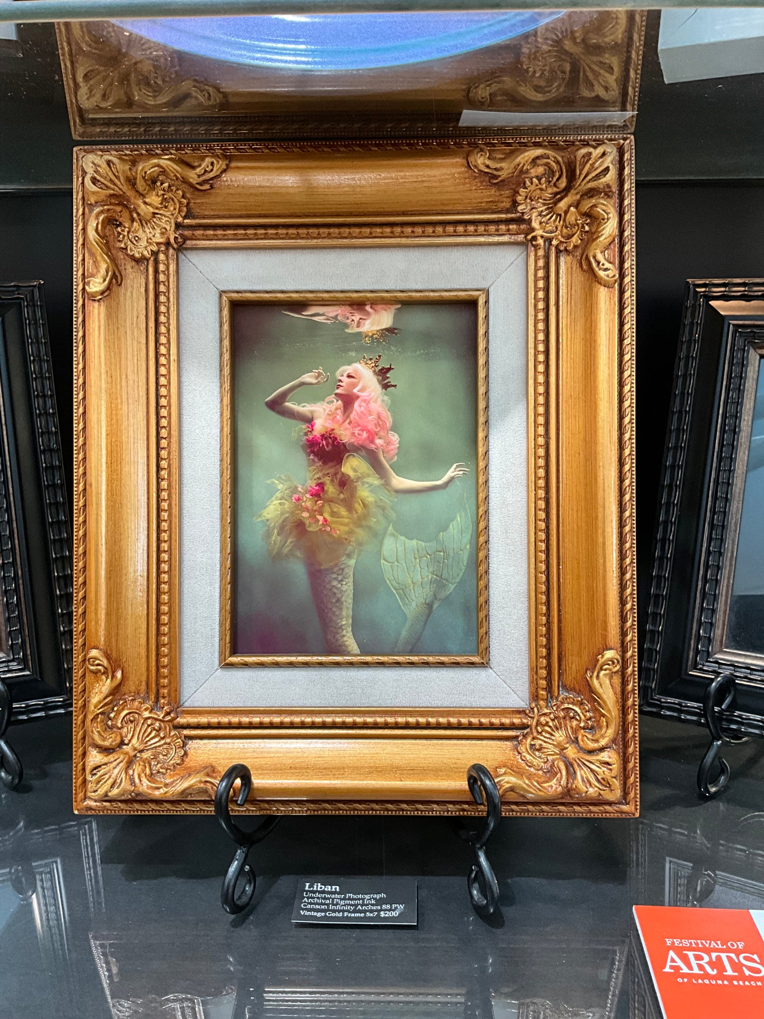 5x7 ROSEWATER MER 05 in Vintage Gold solid wood Frame