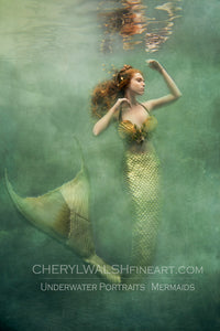 8x10 Print Spring Green Mermaid